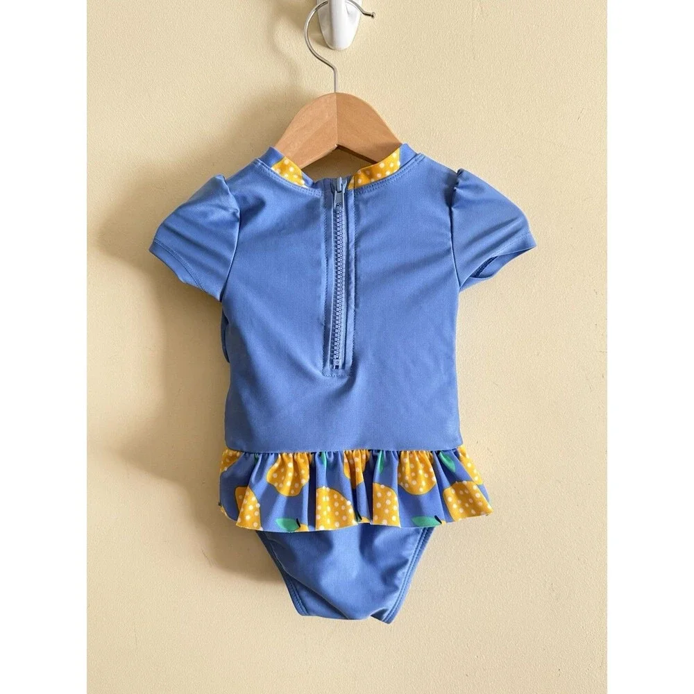 Cat And Jack Baby Girl Lemon Tutu Snap One Piece Swimsuit Size 12 months‎ Ruffle